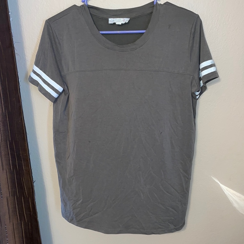Pink republic stretchy shirt with jersey stripe sleeves
